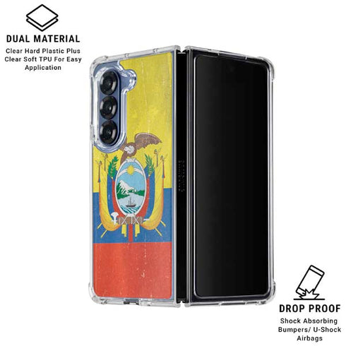 Ecuador Flag Distressed Galaxy Z Fold6 Clear Case